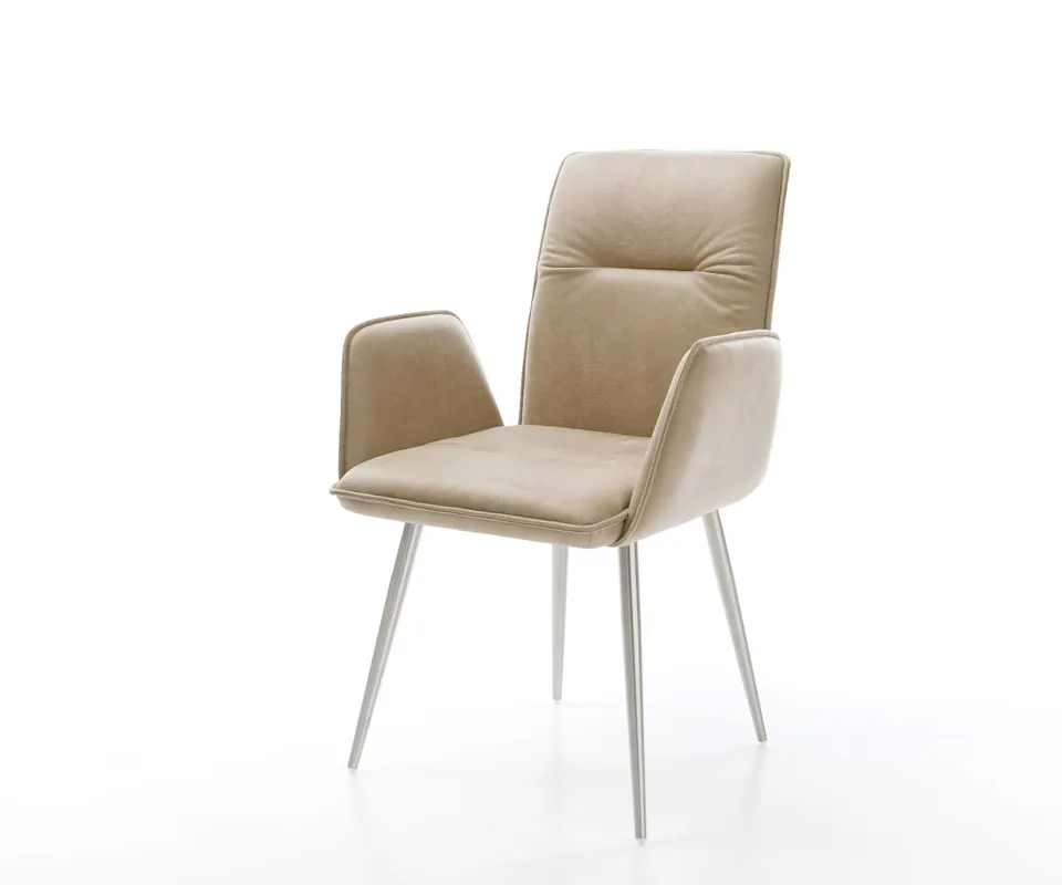 Esszimmerstuhl Vinja-Flex Mikrofaser Beige Vintage 4-Fuß konisch Edelstahl Schnäppchen