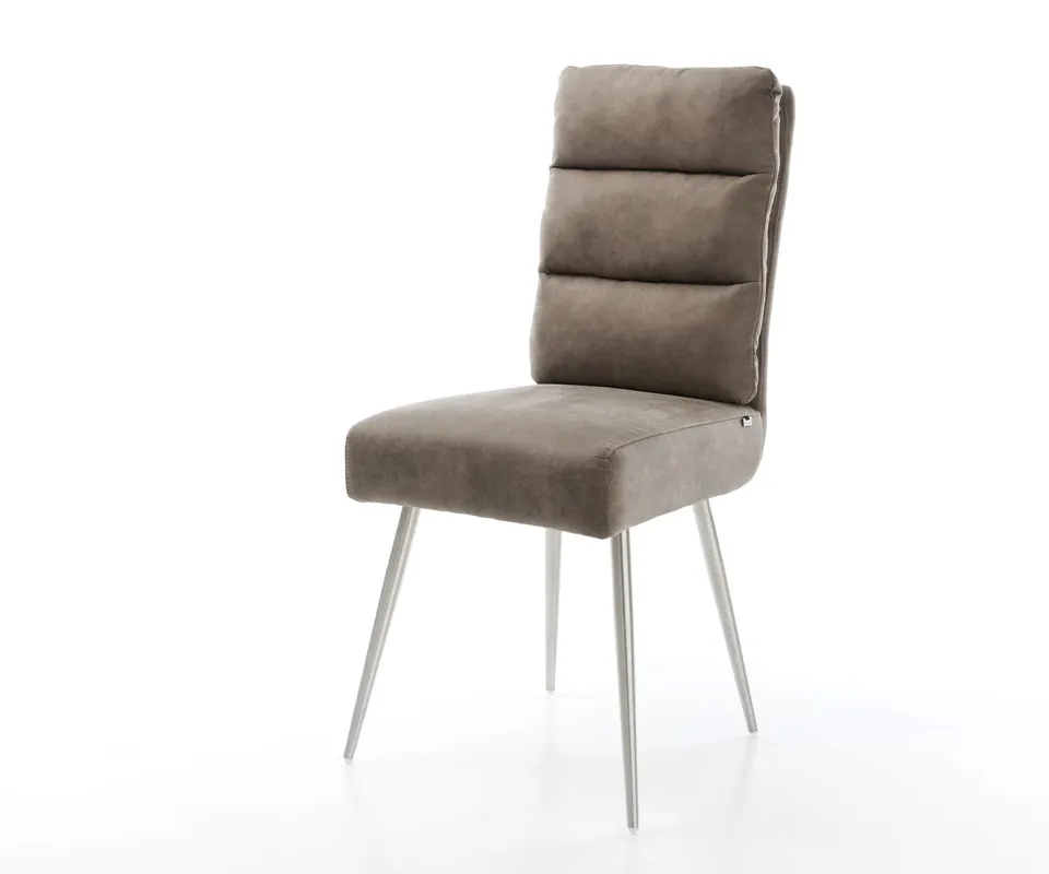 Mega-Angebot Esszimmerstuhl Pela-Flex Mikrofaser Taupe Vintage 4-Fuß konisch Edelstahl Taschenfederkern