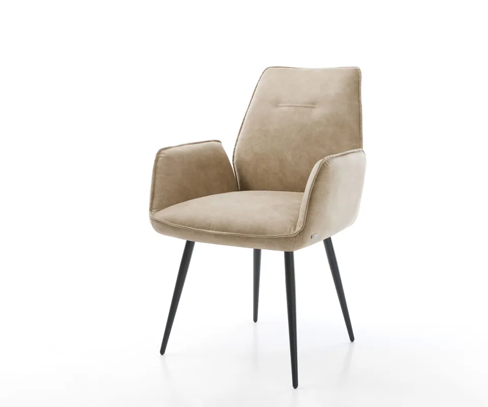 Esszimmerstuhl Zoa-Flex Mikrofaser Beige Vintage 4-Fuß konisch Schwarz Taschenfederkern Angebot