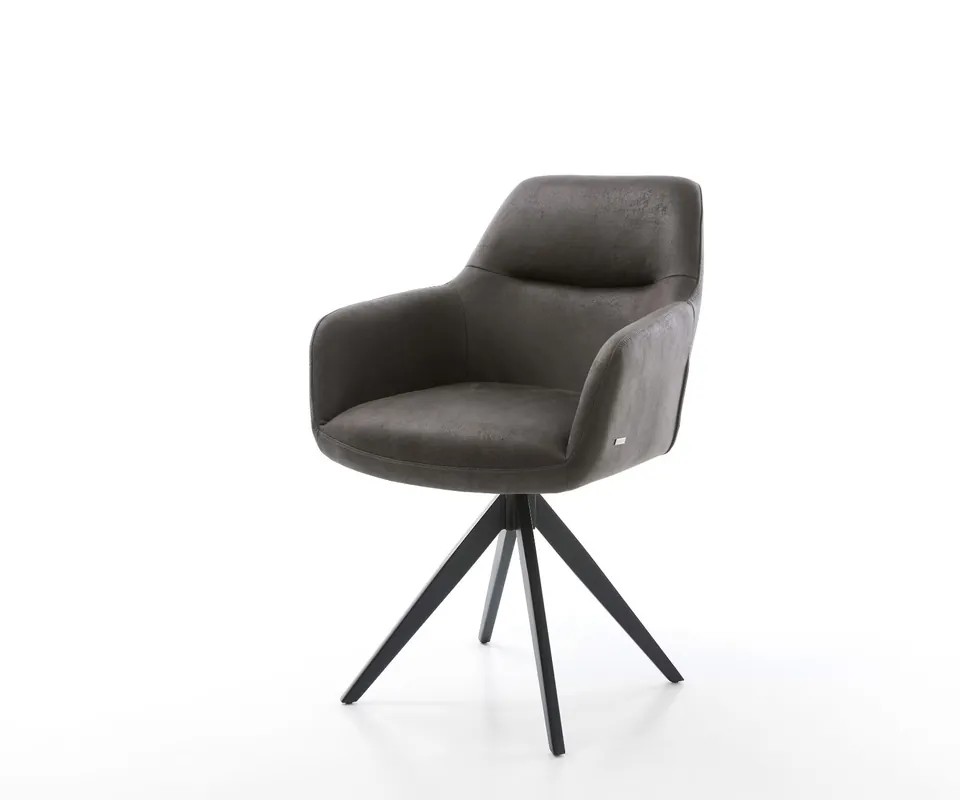 Mega-Angebot Esszimmerstuhl Pejo-Flex Mikrofaser Anthrazit Vintage Kreuzgestell kantig Schwarz Taschenfederkern