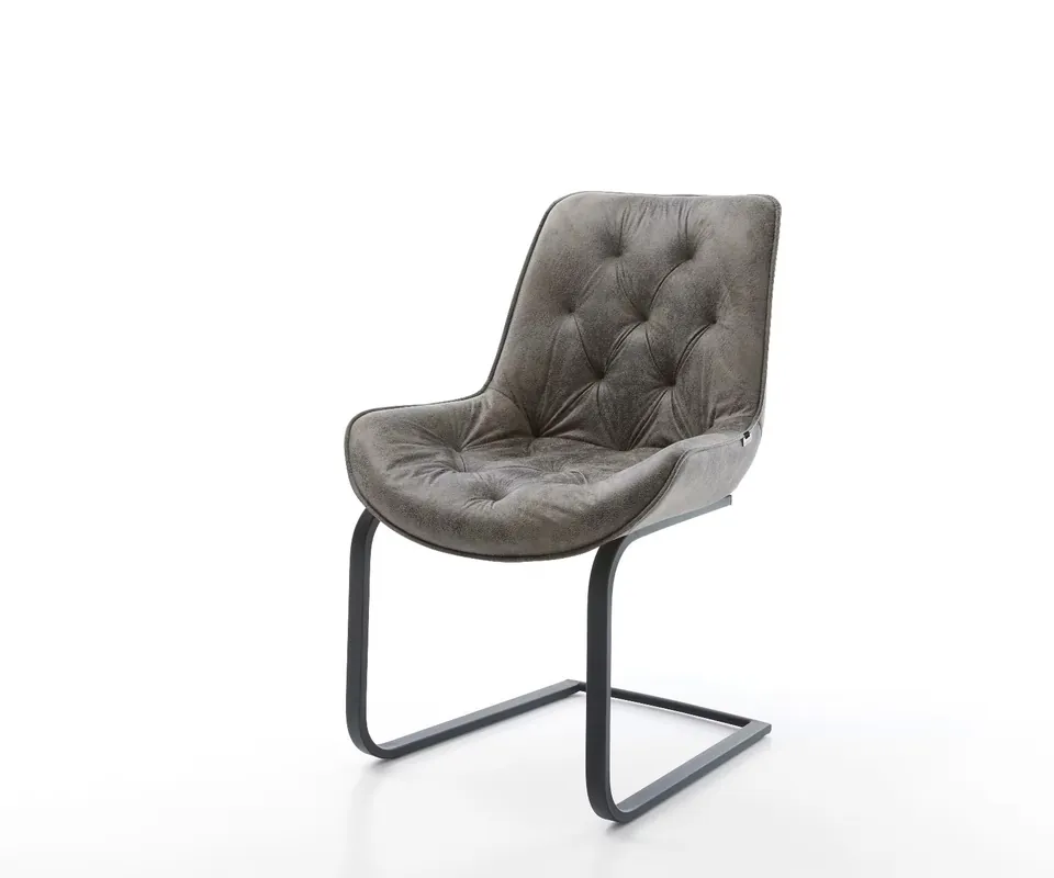 Nur Heute Freischwinger Taimi-Flex Mikrofaser Grau Antik Freischwinger flach Schwarz
