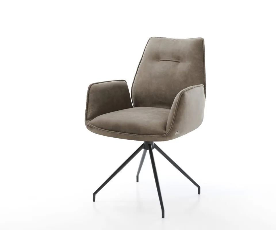 Esszimmerstuhl Zoa-Flex Mikrofaser Taupe Vintage Kreuzgestell konisch Schwarz Taschenfederkern Direktkauf
