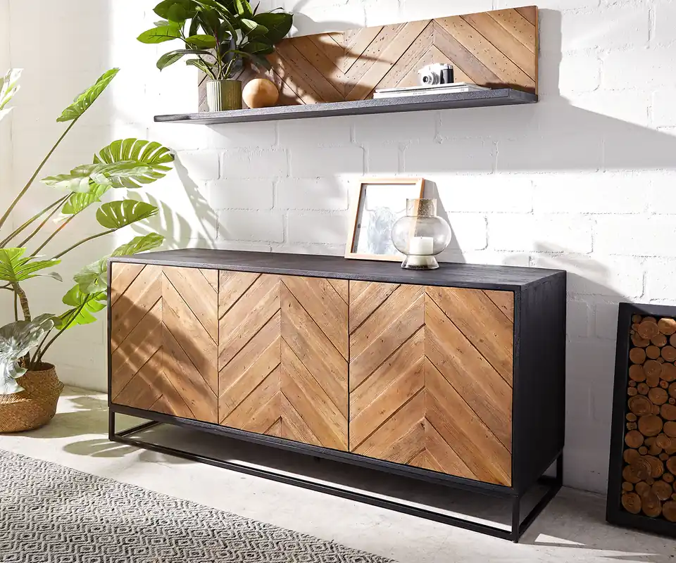 Sideboard Famke 145 cm Mango Teak 3 Türen Angebot