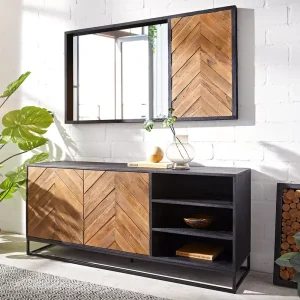 Sideboard Famke 145 cm Mango Teak 2 Türen 3 Fächer Aktuell