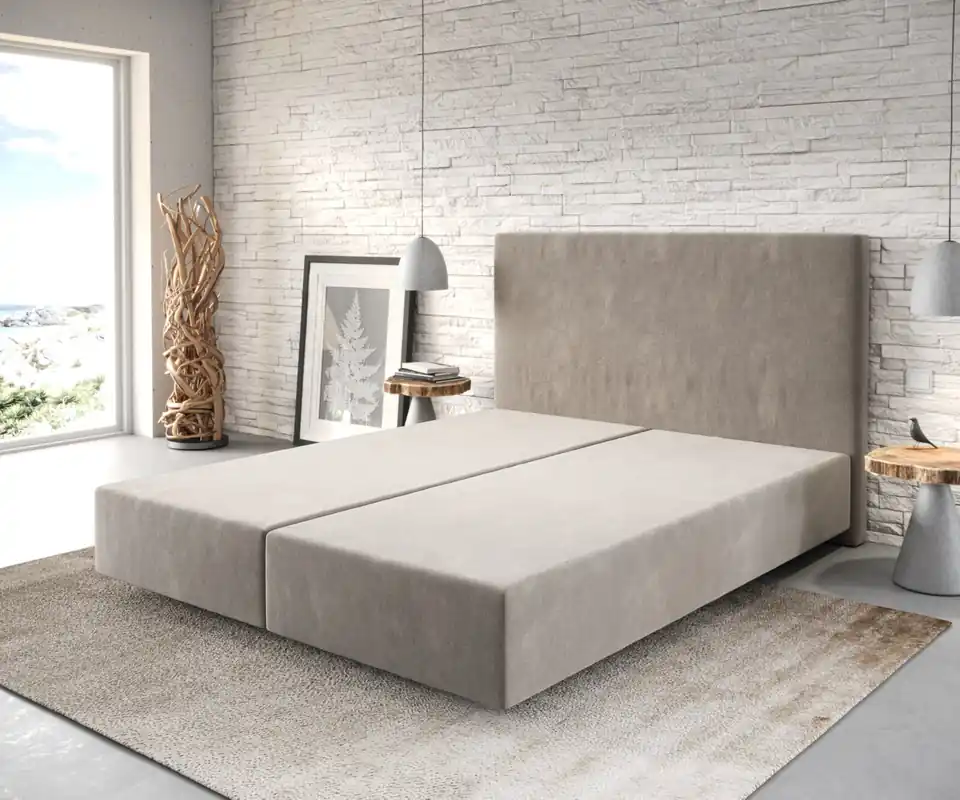 Boxspringgestell Dream-Well 160x200 cm Mikrofaser Beige Markenprodukt