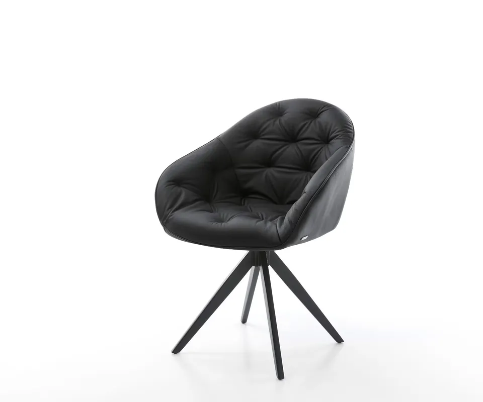 Mega-Angebot Esszimmerstuhl Gaio-Flex Echt-Leder Schwarz Kreuzgestell kantig Schwarz