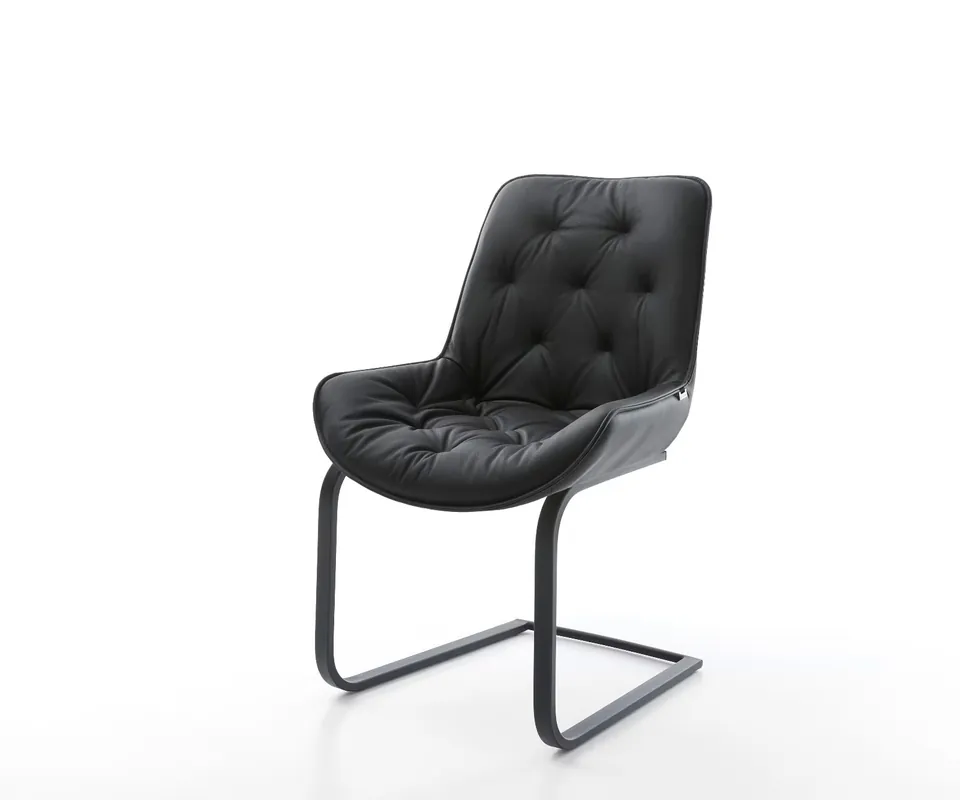 Freischwinger Taimi-Flex Echt-Leder Schwarz Freischwinger flach Schwarz Günstig