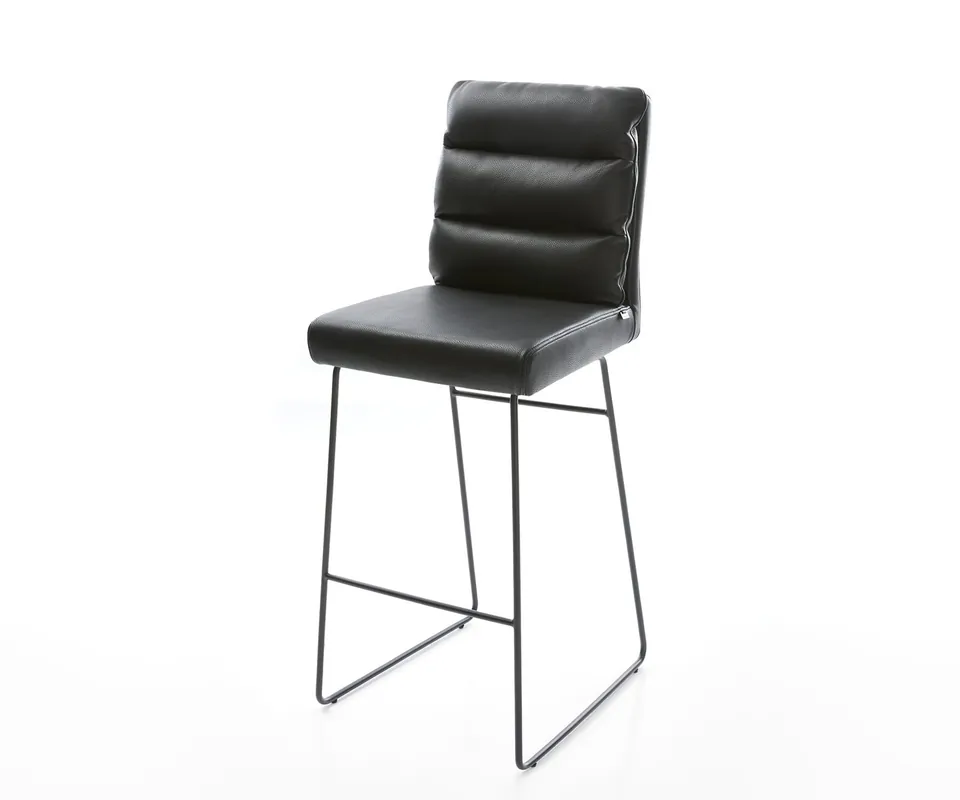 Must-Have Barstuhl Pela-Flex Echt-Leder Schwarz Kufengestell Metall