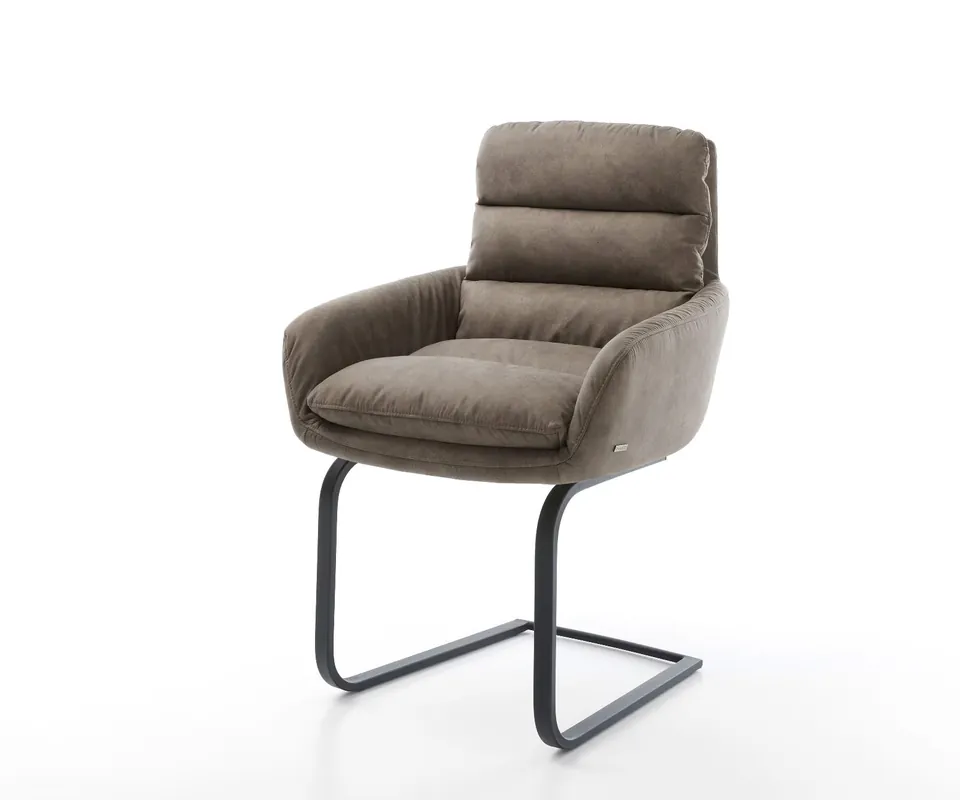 Preis Gesenkt Freischwinger Abelia-Flex mit Armlehnen Mikrofaser Taupe Vintage Freischwinger flach Schwarz