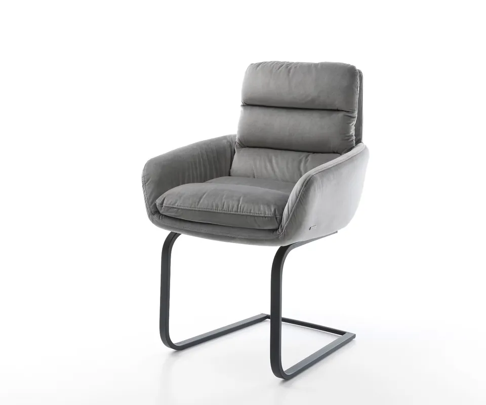 Preisreduziert Freischwinger Abelia-Flex mit Armlehnen Samt Grau Freischwinger flach Schwarz