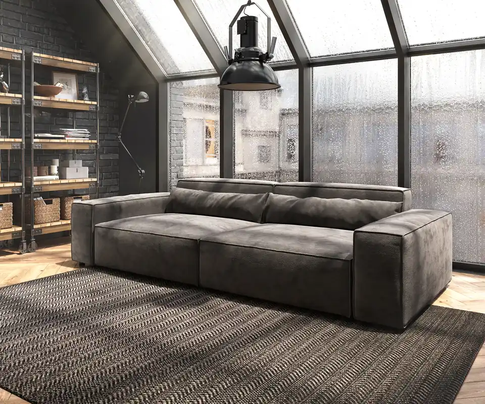 Sonderangebot Big-Sofa Sirpio XL 270x130 cm Mikrofaser Khakibraun