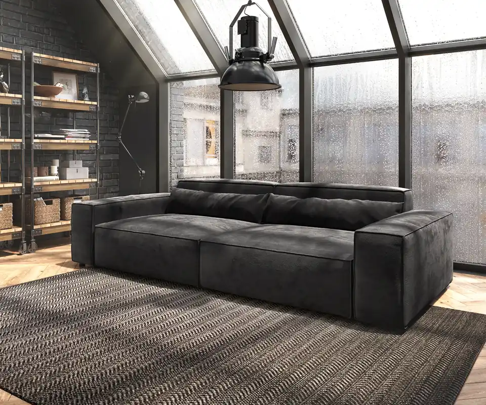 Big-Sofa Sirpio XL 270x130 cm Mikrofaser Schwarz Angebot