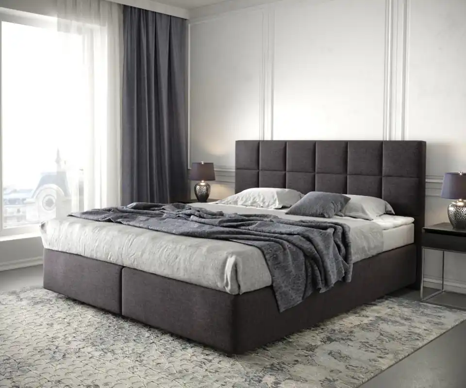 Abverkauf Boxspringbett Dream-Fine 180x200 cm Mikrofaser Schwarz mit Matratze und Topper