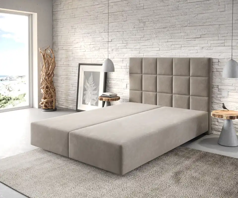 Bestseller Boxspringgestell Dream-Fine 140x200 cm Mikrofaser Beige