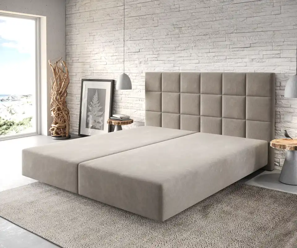 Boxspringgestell Dream-Fine 180x200 cm Mikrofaser Beige Kracherpreis