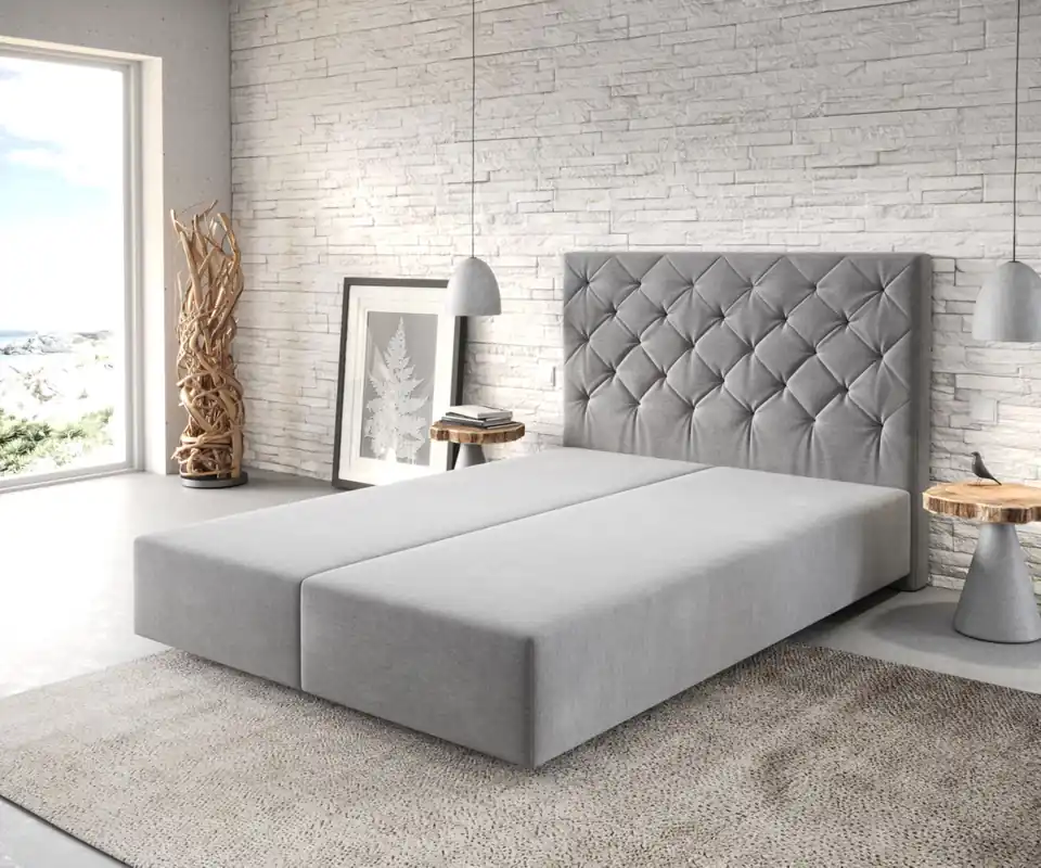 Boxspringgestell Dream-Great 140x200 cm Mikrofaser Grau Nur Für Kurze Zeit