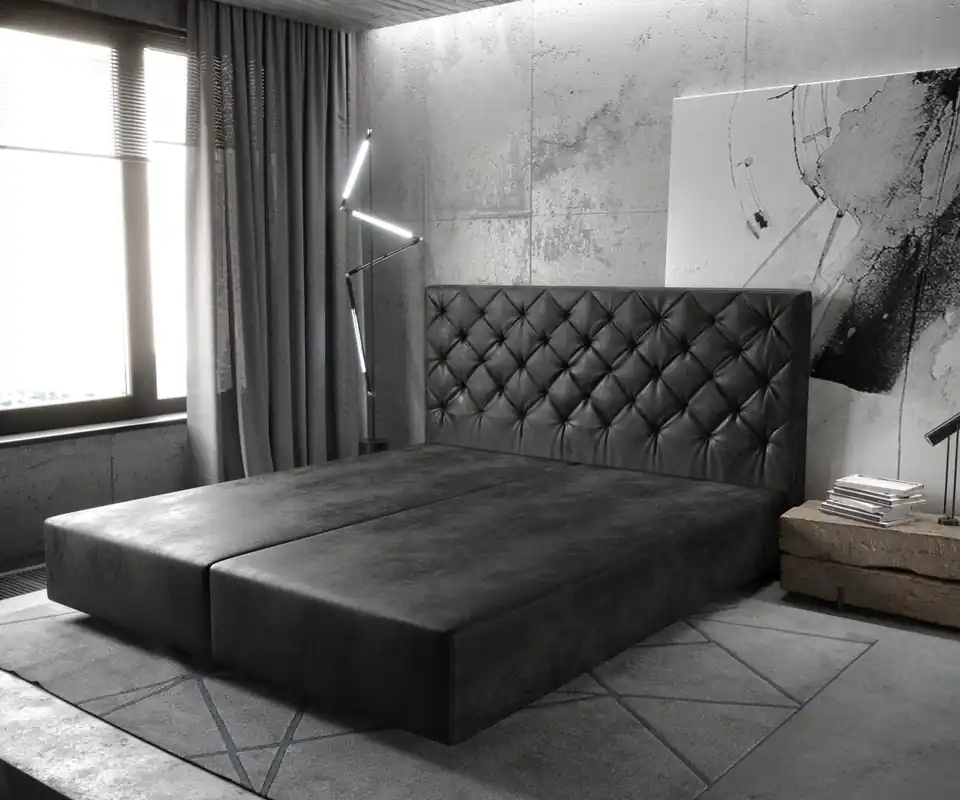 Boxspringgestell Dream-Great 180x200 cm Mikrofaser Anthrazit Vintage Sonderaktion