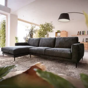 Neu Ecksofa Sottil 290 x 165cm Chenille Anthrazit Recamiere links