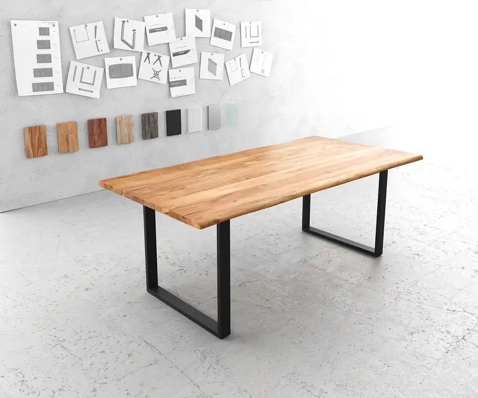 Nur Heute Esstisch Edge 200x100 Akazie Natur Metall Schmal schwarz Live-