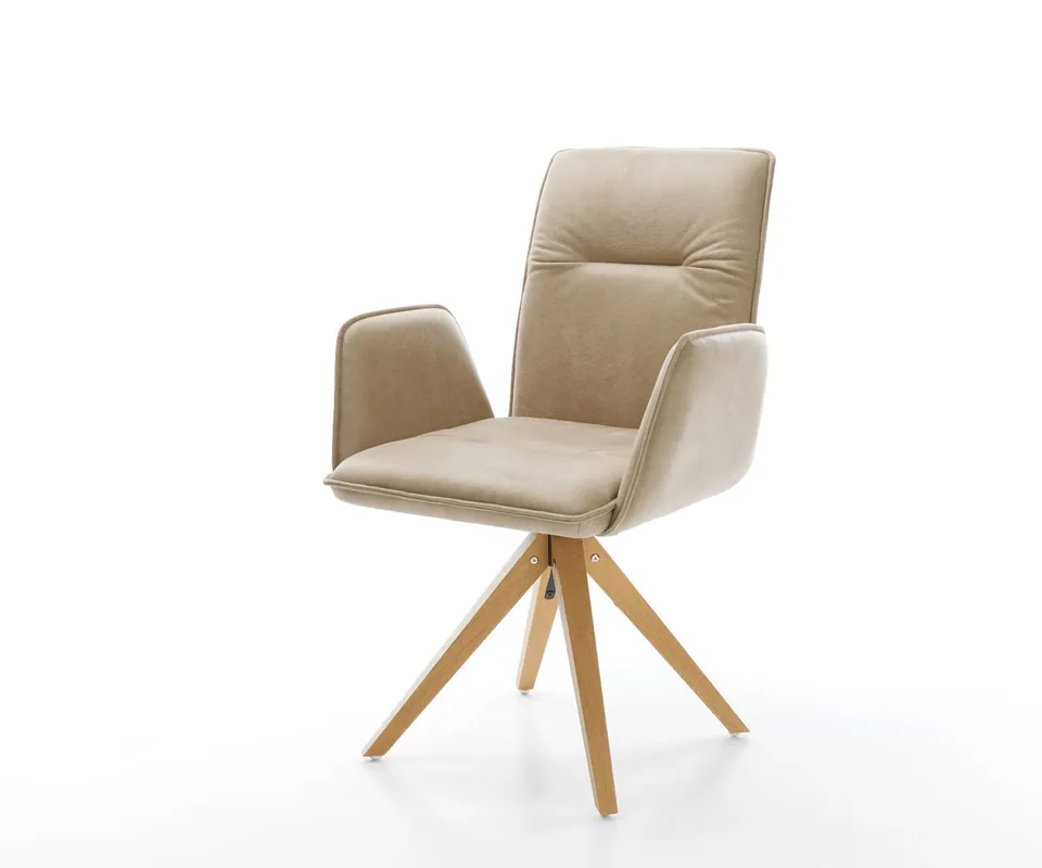 Esszimmerstuhl Vinja-Flex Mikrofaser Beige Vintage Holzgestell kantig Natur Neuheit