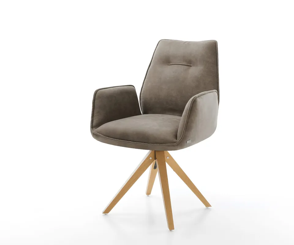 Angebot Esszimmerstuhl Zoa-Flex Mikrofaser Taupe Vintage Holzgestell kantig Natur Taschenfederkern