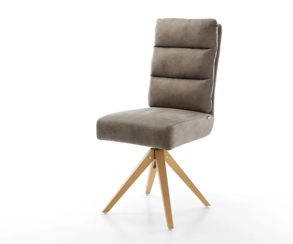 Esszimmerstuhl Pela-Flex Mikrofaser Taupe Vintage Holzgestell kantig Natur Taschenfederkern Kracherpreis