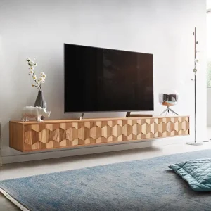 Top-Preis Lowboard Fevo 220 cm Akazie Natur 4 Türen schwebend
