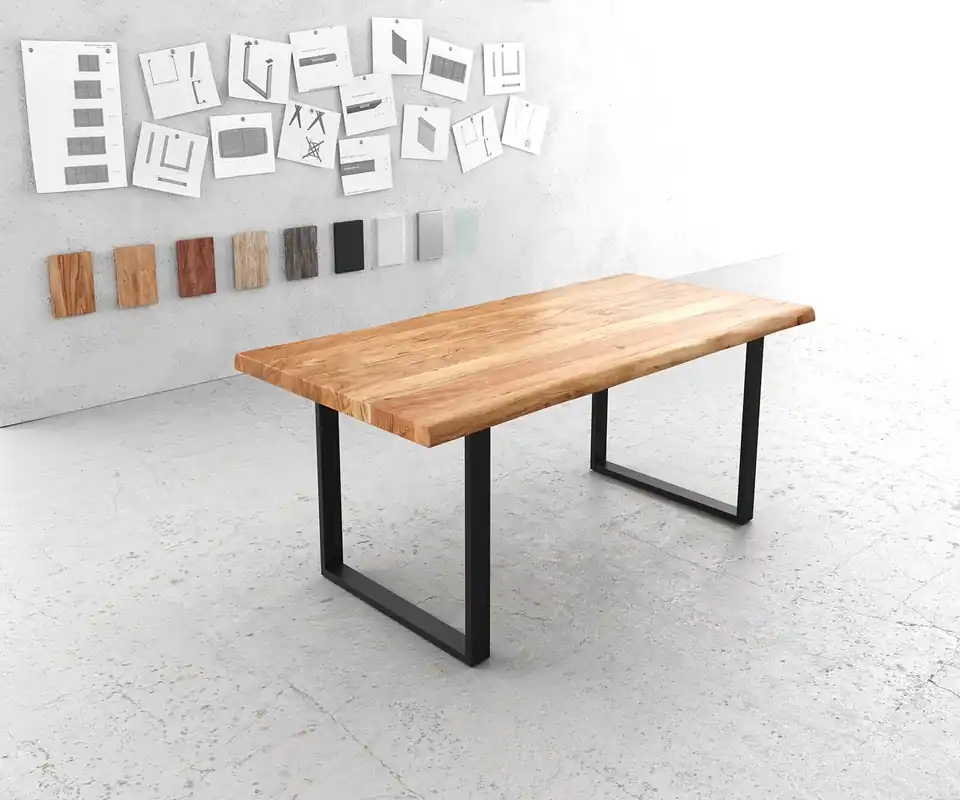 Esstisch Edge 180x90 XL Akazie Natur Metall Schmal schwarz Live- Ausverkauf