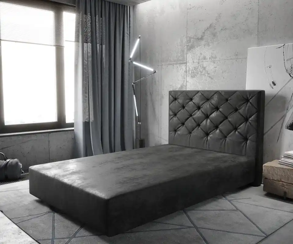 Preisknaller Boxspringgestell Dream-Great Mikrofaser Anthrazit Vintage 120x200 cm