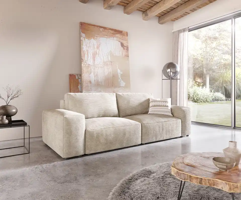 Big-Sofa Lanzo 230x95 cm Cord Beige Direktkauf