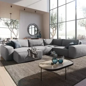 Wohnlandschaft Lanzo XL 360x260 cm Mikrofaser Grau Recamiere variabel Solange Der Vorrat Reicht