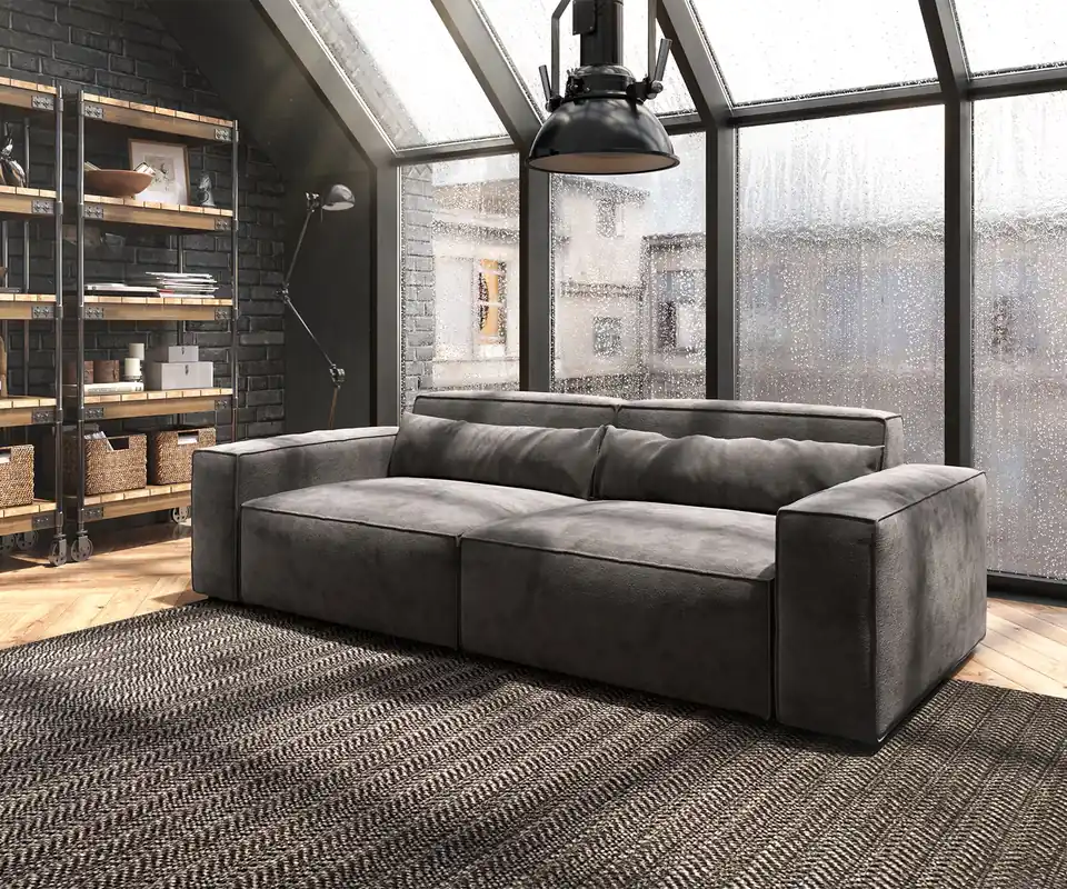 Heißes Angebot Big-Sofa Sirpio 230x95 cm Mikrofaser Khakibraun
