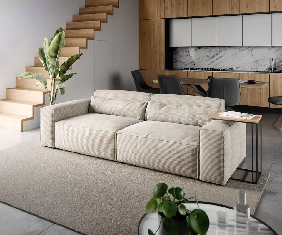 Big-Sofa Sirpio 230x95 cm Cord Beige Highlight