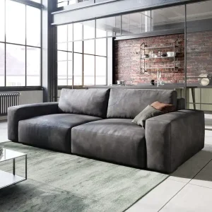 Big-Sofa Lanzo 230x95 cm Lederimitat Vintage Anthrazit Letzte Chance