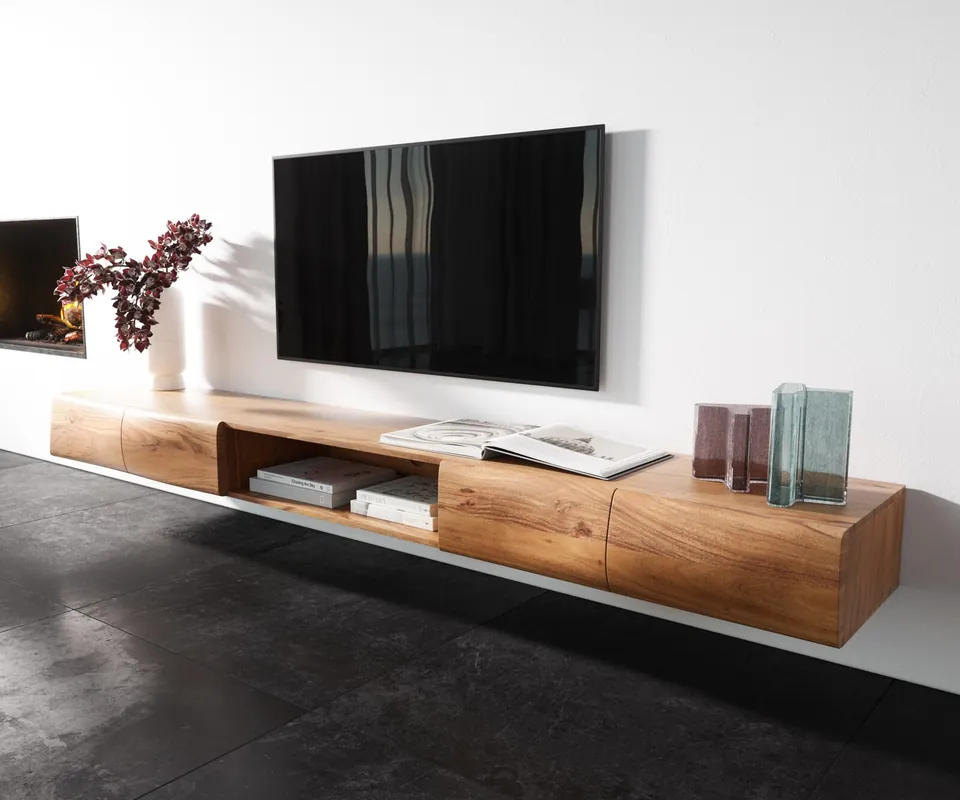 Lowboard New Live-Edge Live-Edge 240 cm Akazie Natur 4 Türen 1 Fach schwebend Sonderaktion