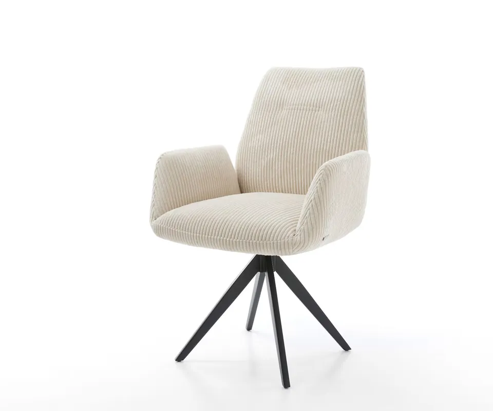 Neue Kollektion Esszimmerstuhl Zoa-Flex Cord Beige Kreuzgestell kantig Schwarz Taschenfederkern
