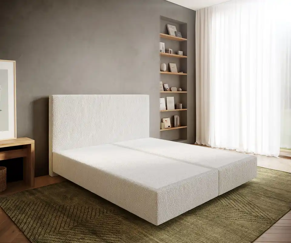 Boxspringgestell Dream-Well 180x200 cm Bouclé Creme-Weiß Begrenztes Angebot