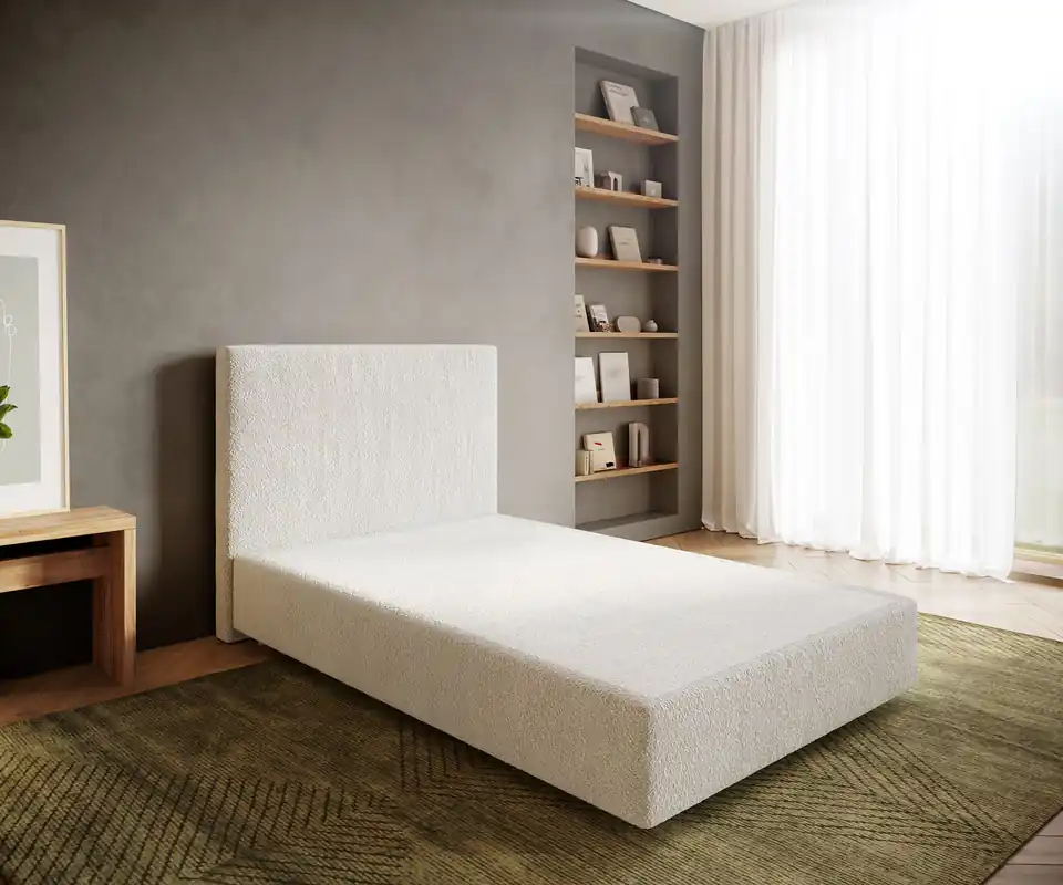 Neue Ware Boxspringgestell Dream-Well 120x200 cm Bouclé Creme-Weiß