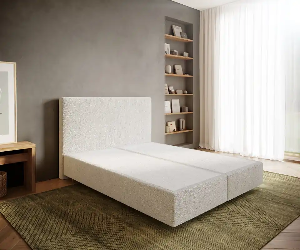 Boxspringgestell Dream-Well 160x200 cm Bouclé Creme-Weiß Aktuell