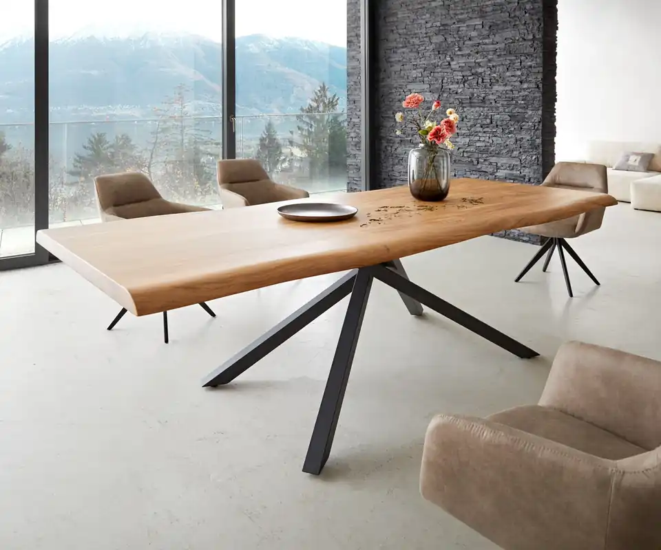 Esstisch Edge 260x100 XL Akazie Natur Kreuzgestell Rechteck Schwarz Live- Solange Der Vorrat Reicht