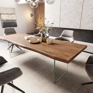 Echt Esstisch Edge 260x100 XL Akazie Braun Glas Live-