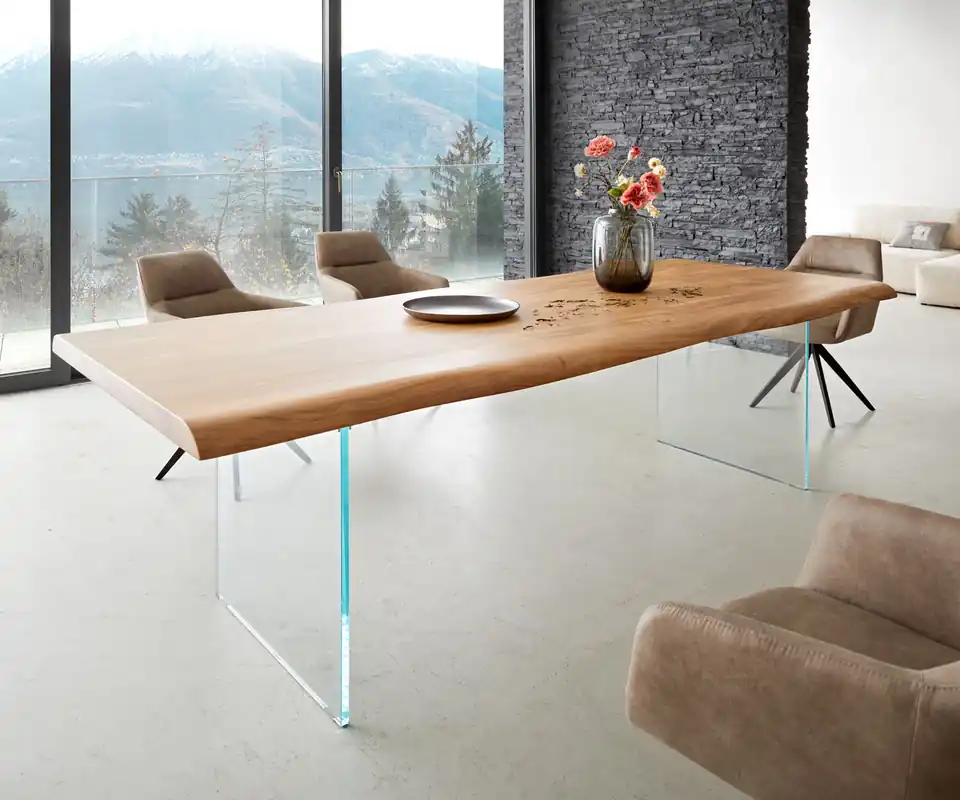 Esstisch Edge 260x100 XL Akazie Natur Glas Live- Preisreduziert