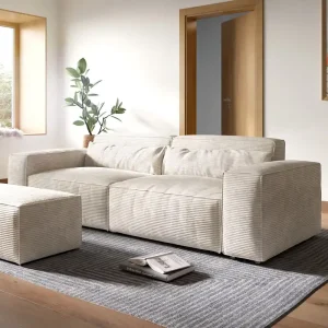 Aktuell Big-Sofa Sirpio XL 270x130 cm Cord Beige mit Hocker