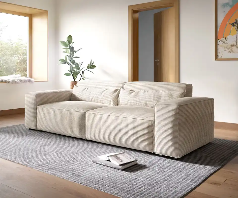 Wochenendangebot Big-Sofa Sirpio XL 270x130 cm Cord Beige