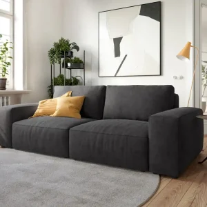 Big-Sofa Lanzo 230x95 cm Mikrofaser Schwarz Ausverkauf