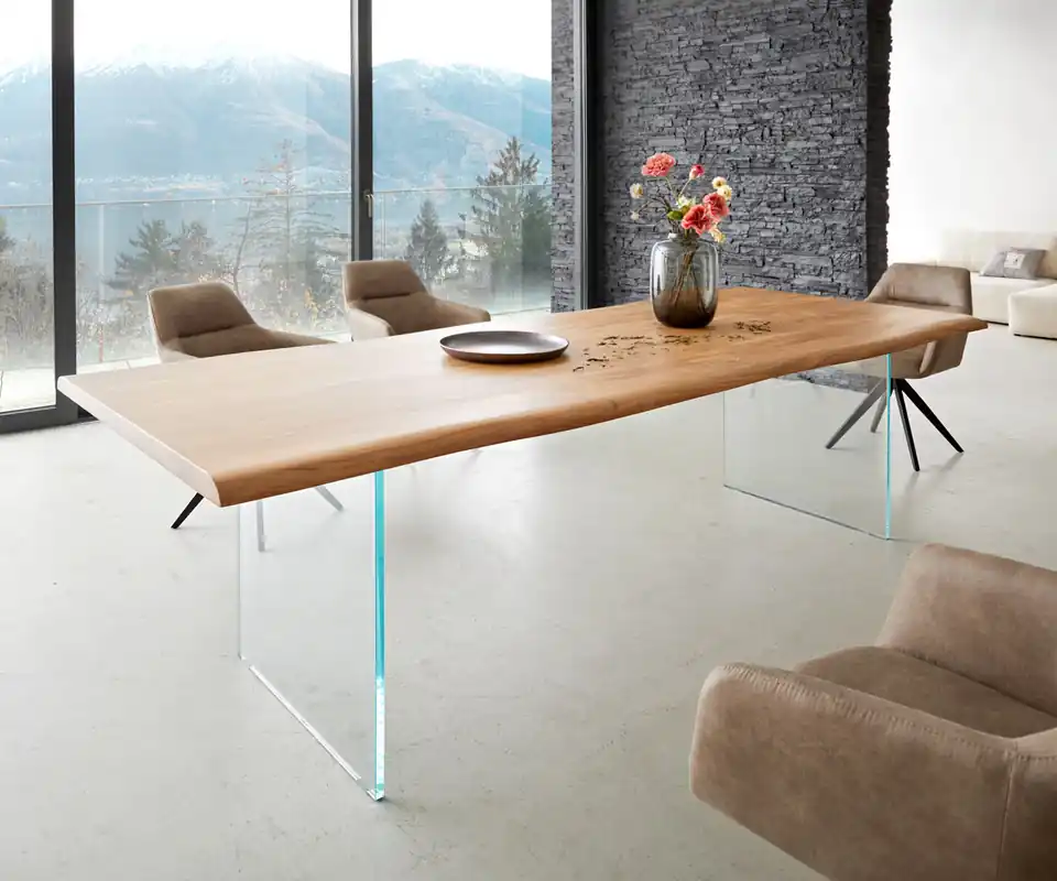 Esstisch Edge 260x100 Akazie Natur Glas Live- Neu Im Sortiment
