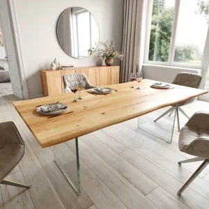Esstisch Edge 200x100x2,5-3 Eiche Natur Glas Live- Nur Für Kurze Zeit