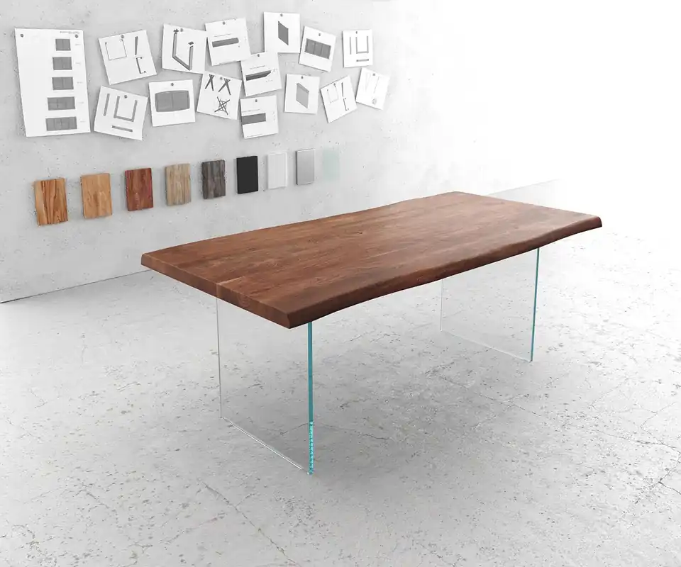 Esstisch Edge 200x100cm XL Akazie Braun Glas Live- Kracherpreis