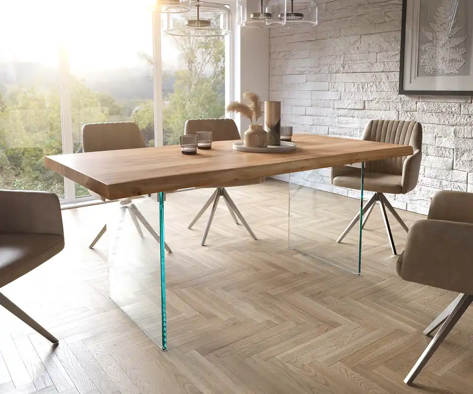 Finale Aktion Esstisch Edge 180x90 XL Akazie Natur Glas Live-
