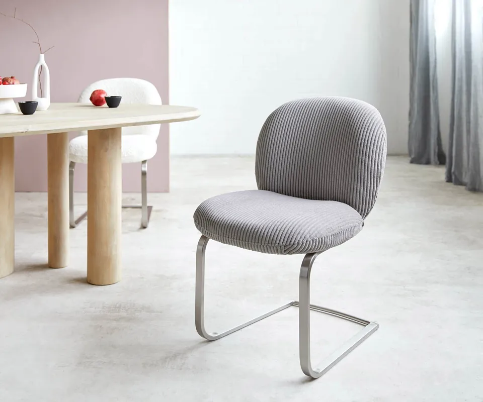 Direkt Vom Hersteller Freischwinger Nube-Flex Cord Silbergrau Freischwinger flach Edelstahl Taschenfederkern